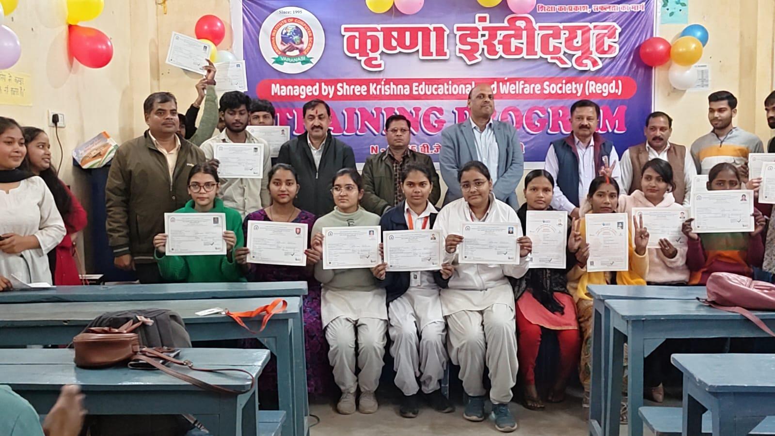 Institute students holding certificates