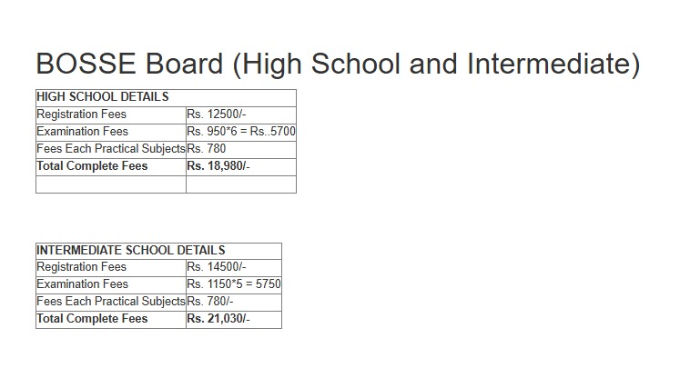 BOSSE board fees preview